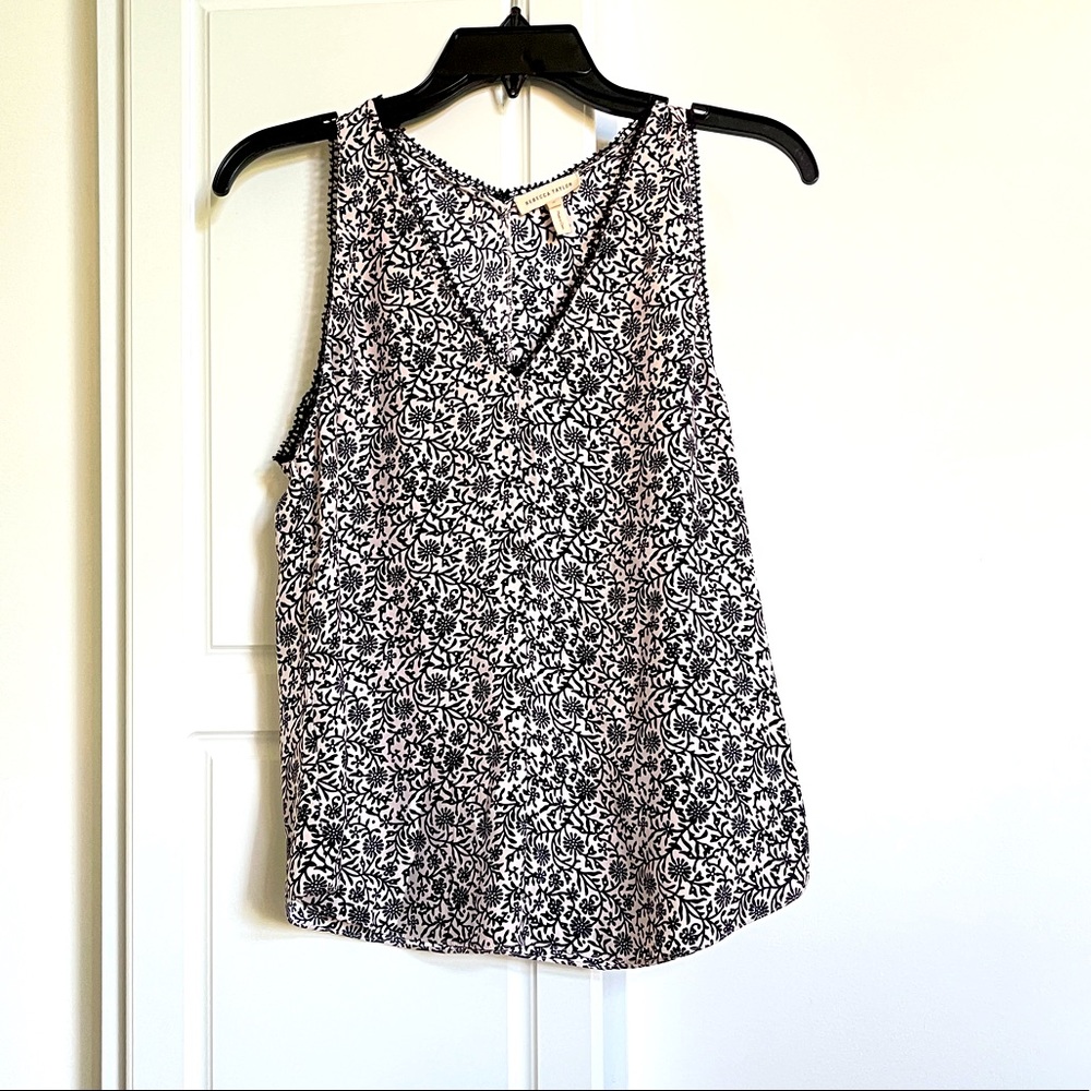 Rebecca Taylor Lace Trim Sleeveless Blouse